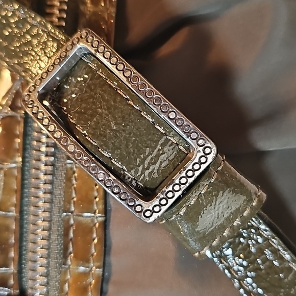 Brighton Olive Green Nylon Lesther Trimmed Crossbody Shoulderbag - Picture 2 of 10